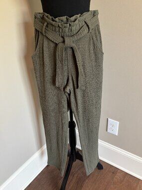 Green Pull On Casual Belter Pants